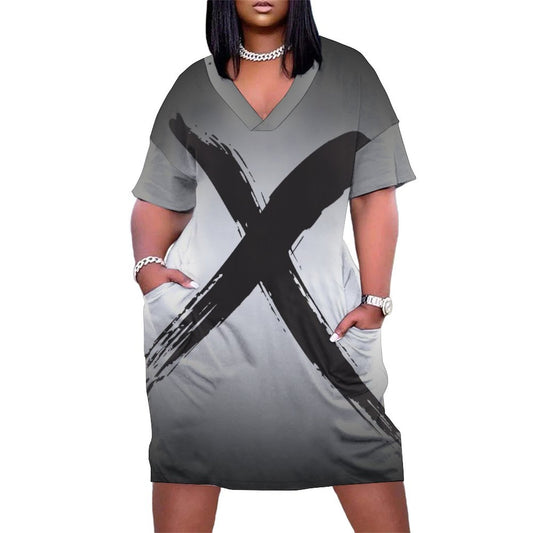 The X. V-Neck Baggy Dress