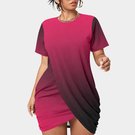 Genti. Stacked Hem Dress (Plus Size）