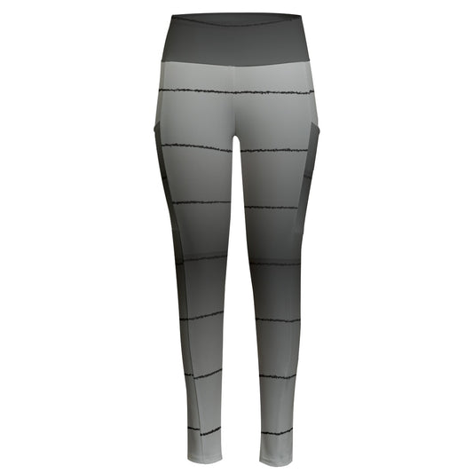 Gray Gradient. High Waist Leggings With Side Pocket