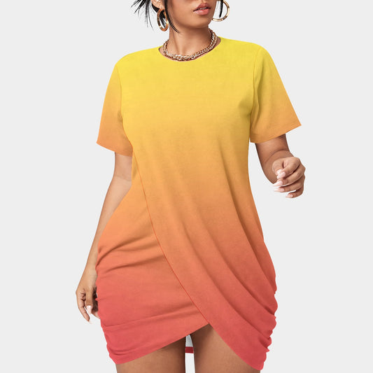 Glow. Stacked Hem Dress（Plus Size）