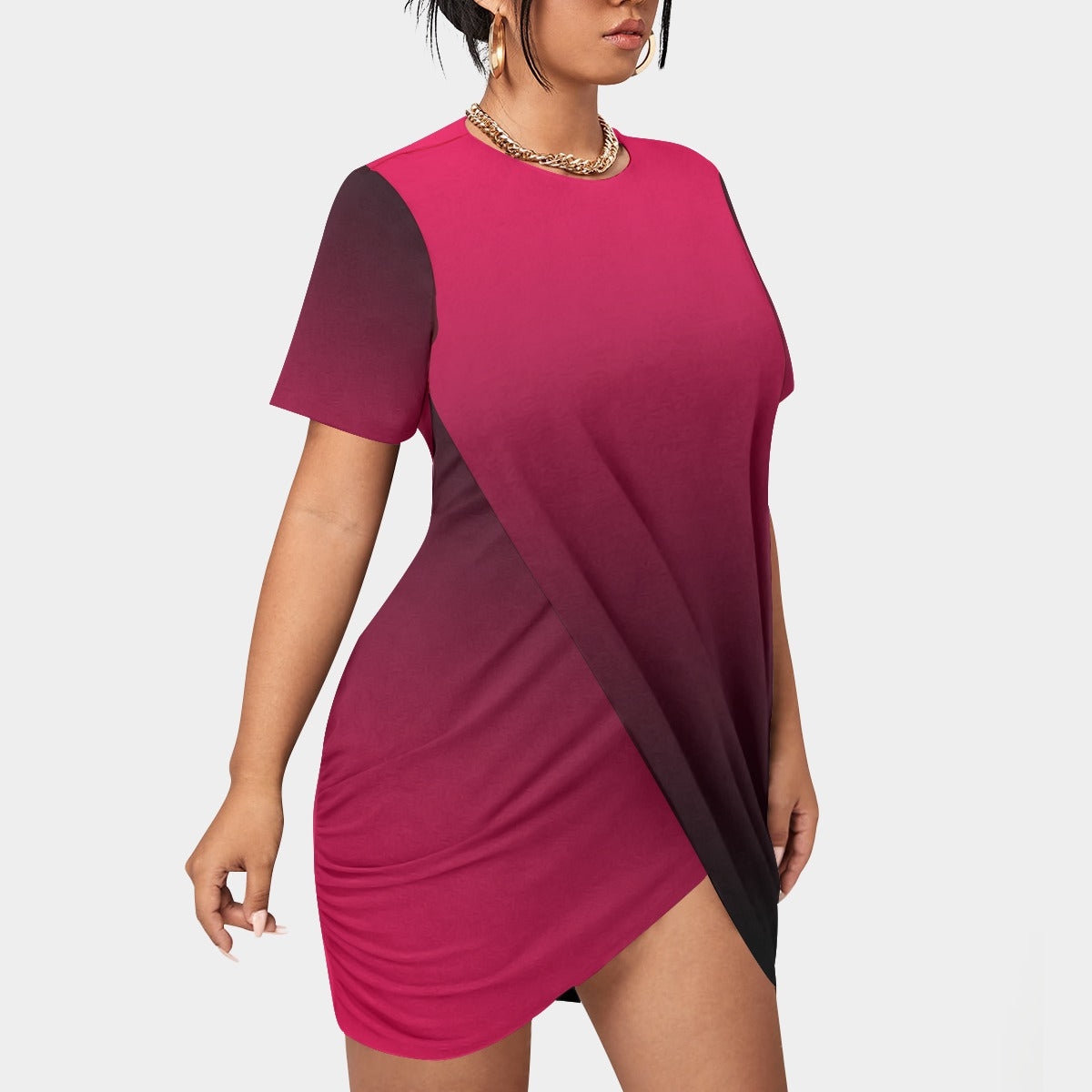 Genti. Stacked Hem Dress (Plus Size）