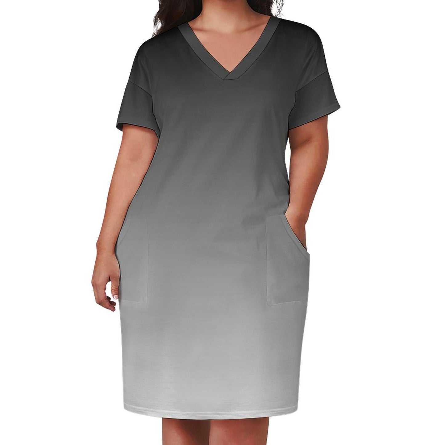 Shades Grey. V-Neck Baggy Dress