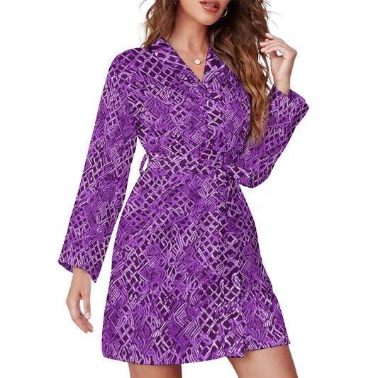 Purp Wrap. Long Sleeve Robe Dress