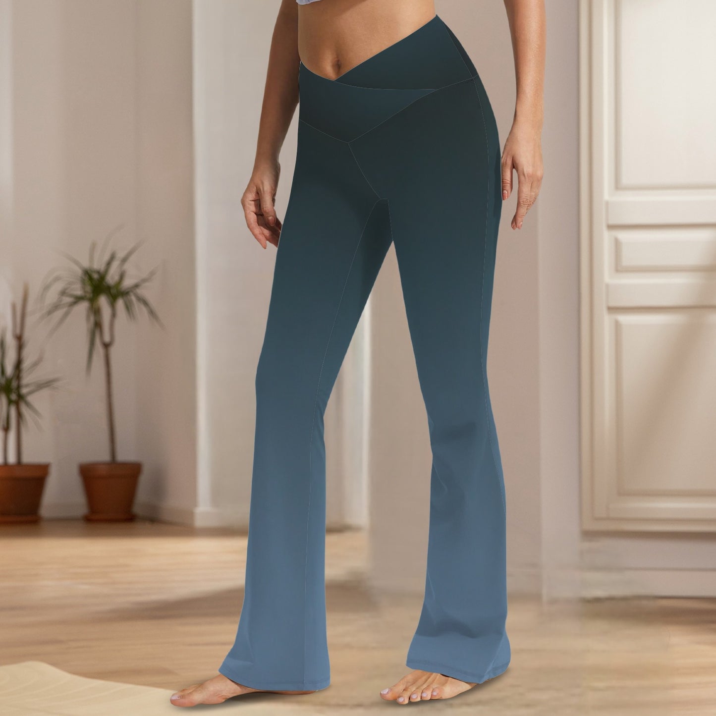 Novi Blue. High Waist Flared Leggings