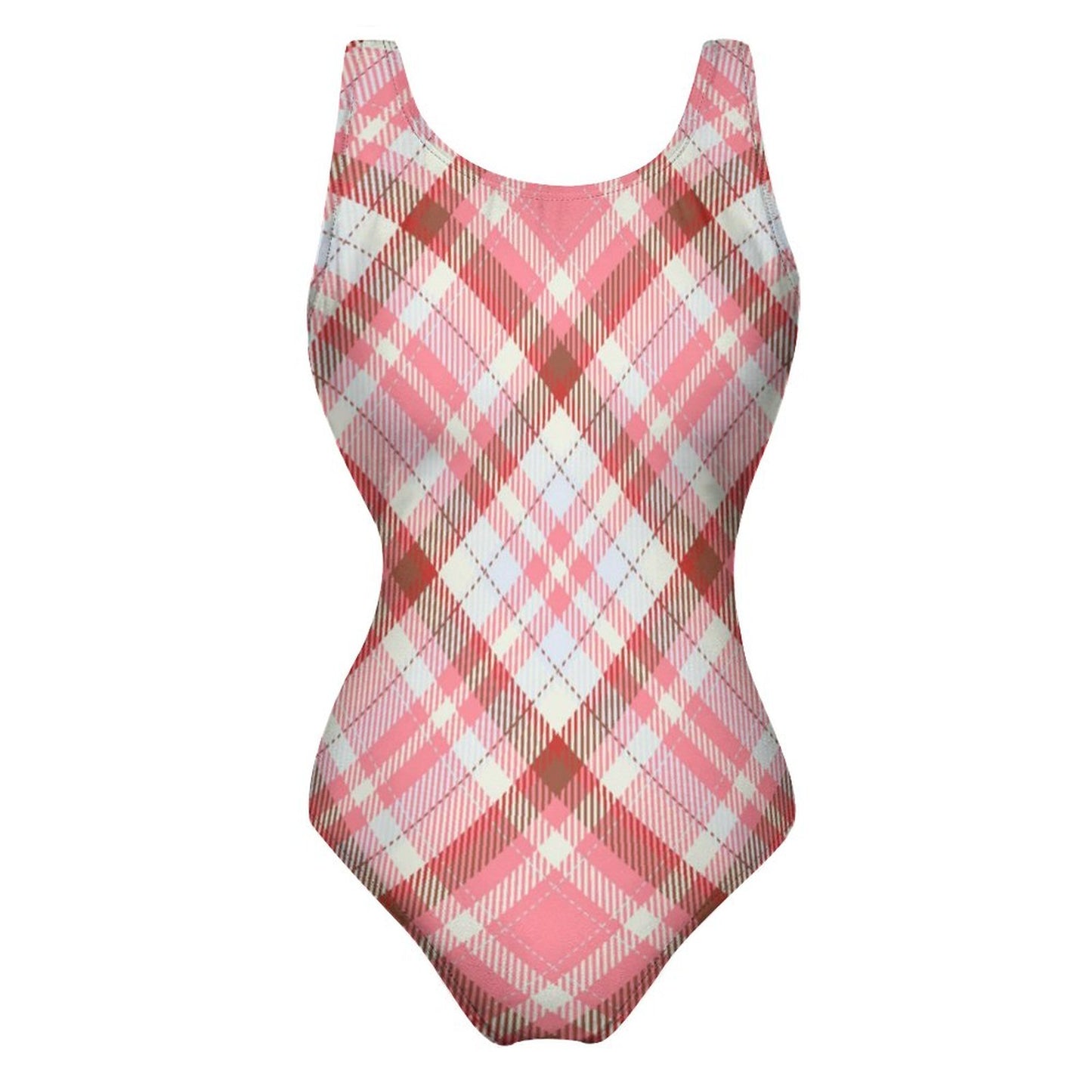 Pink Plaid. One-Piece Swimsuit