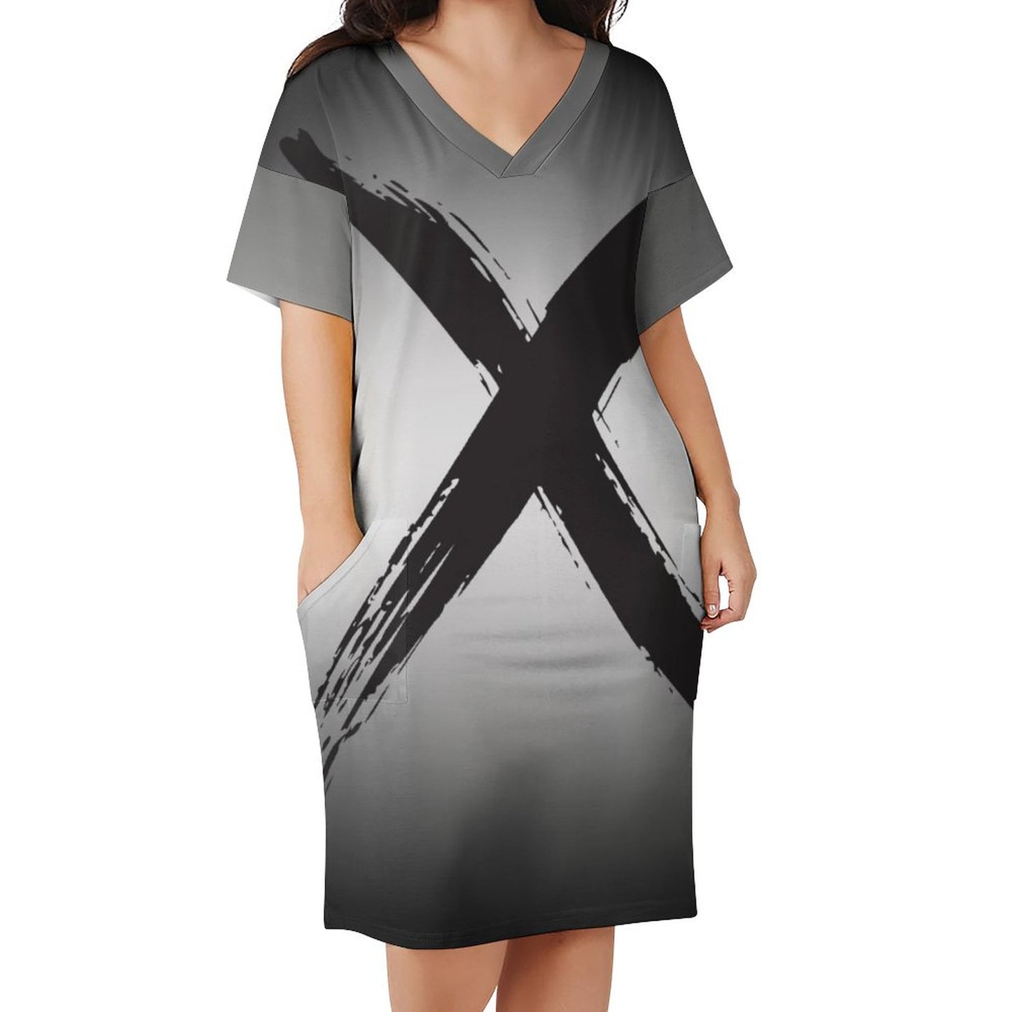 The X. V-Neck Baggy Dress