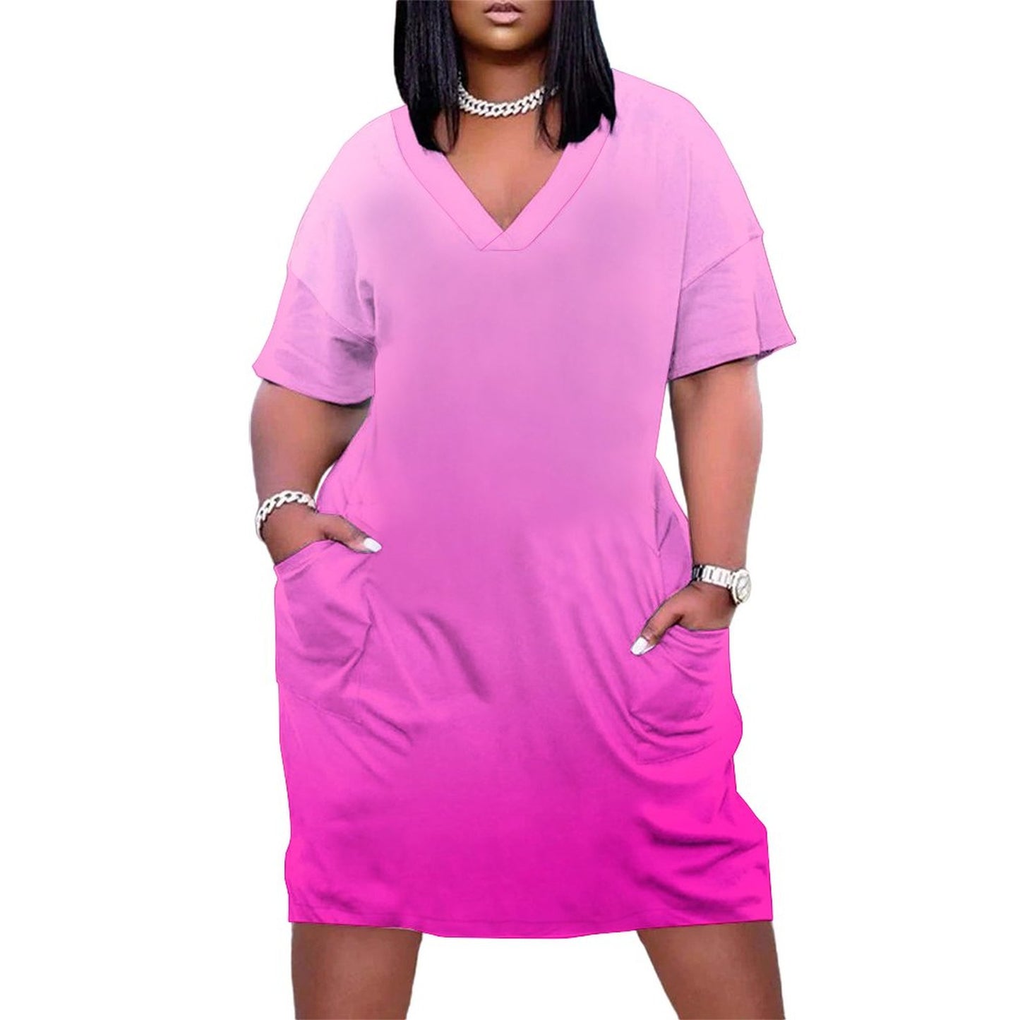 Pinkea. V-Neck Baggy Dress