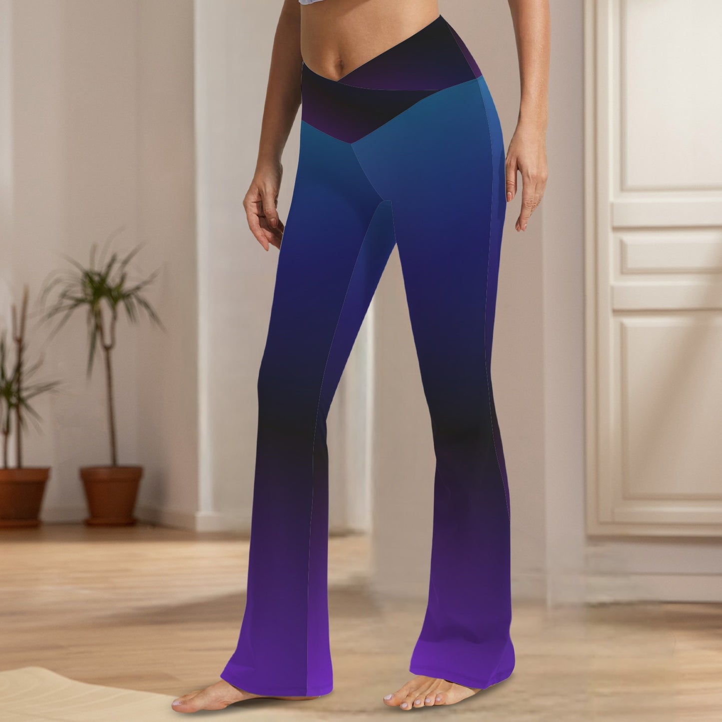 Doba Blue. High Waist Flared Leggings