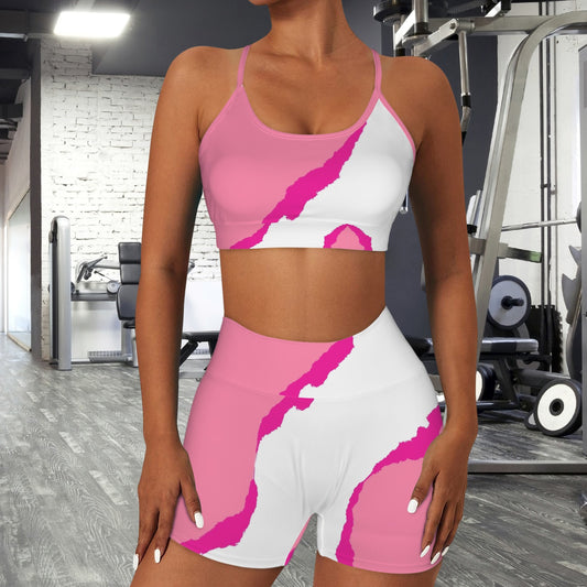 Pink-Dis. Yoga Shorts Set