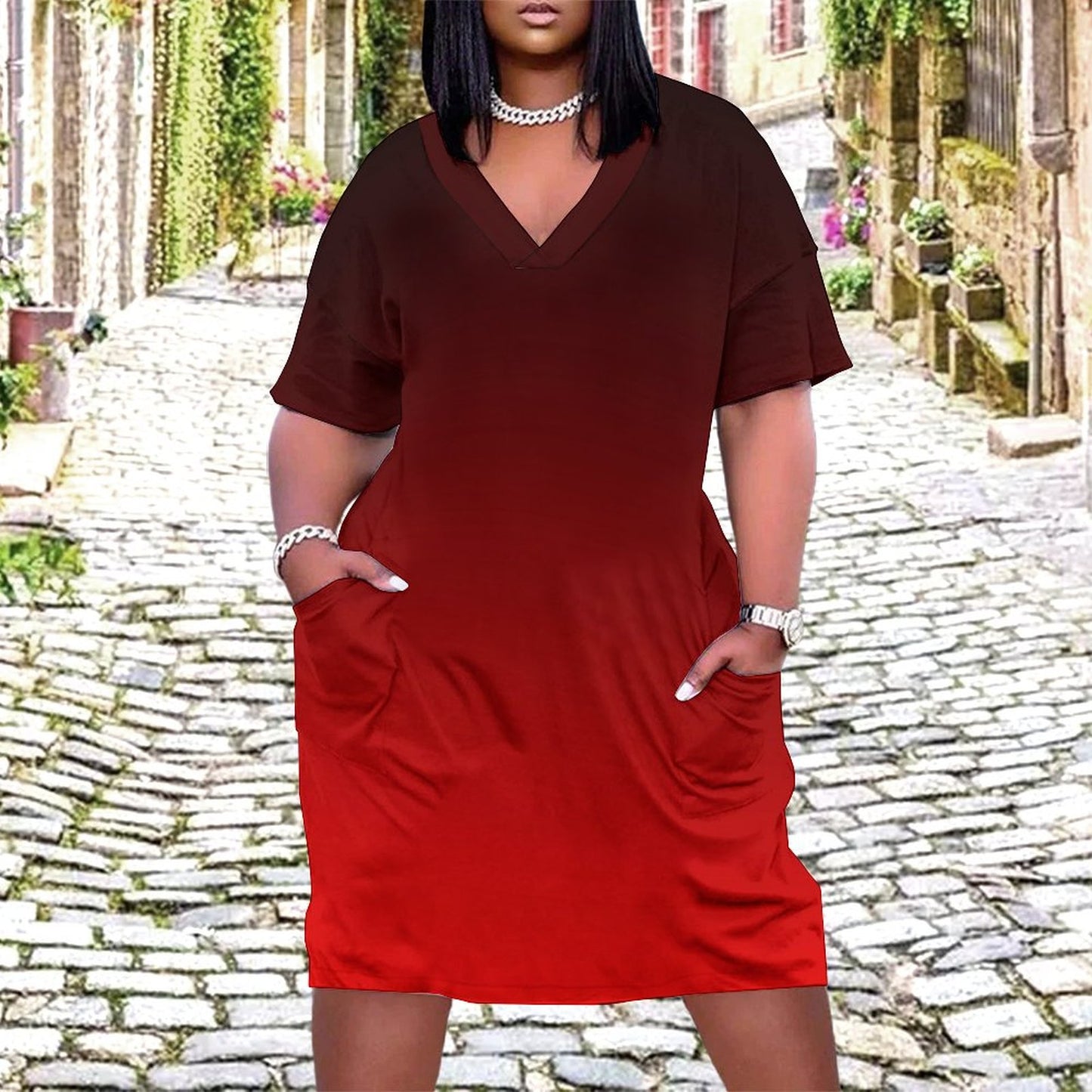 Rediant. V-Neck Baggy Dress