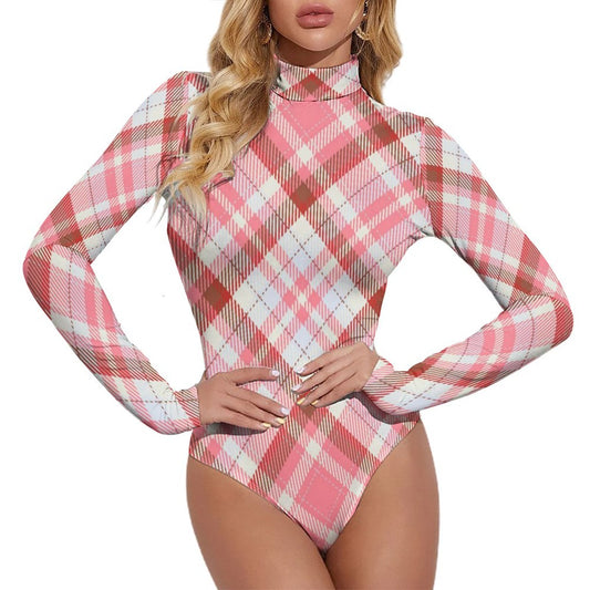 Pink Plaid. Long-sleeve Bodysuit