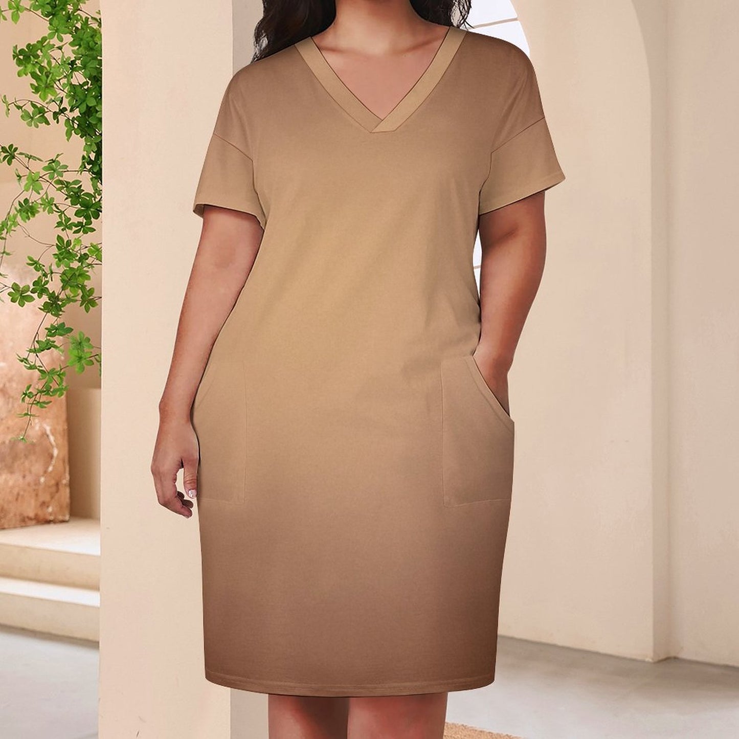 Nu Nude. V-Neck Baggy Dress