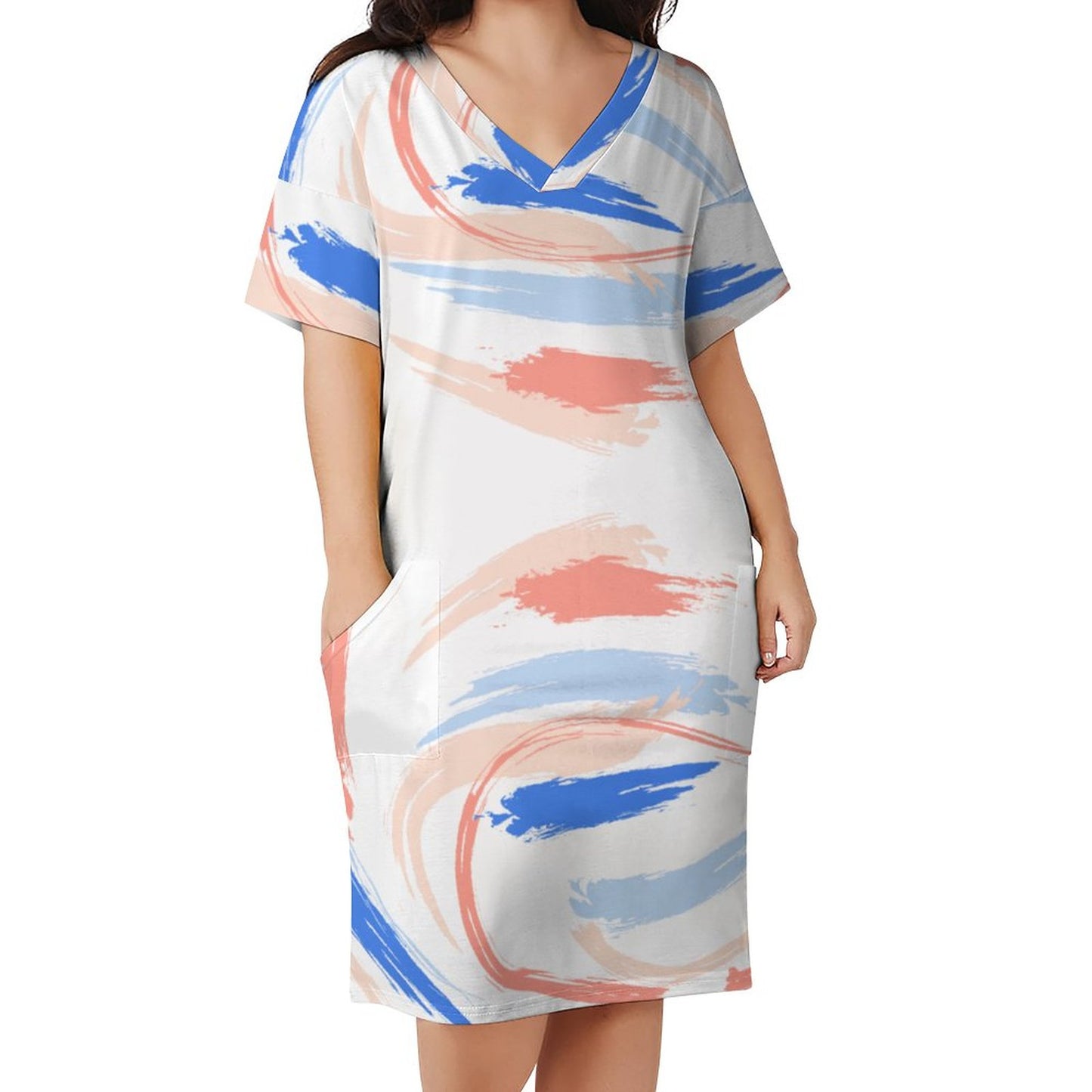 Cherea.  V-Neck Baggy Dress