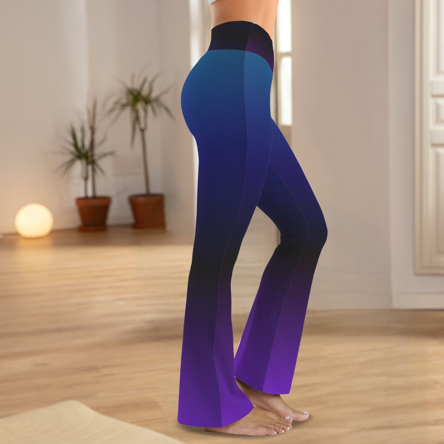 Doba Blue. High Waist Flared Leggings