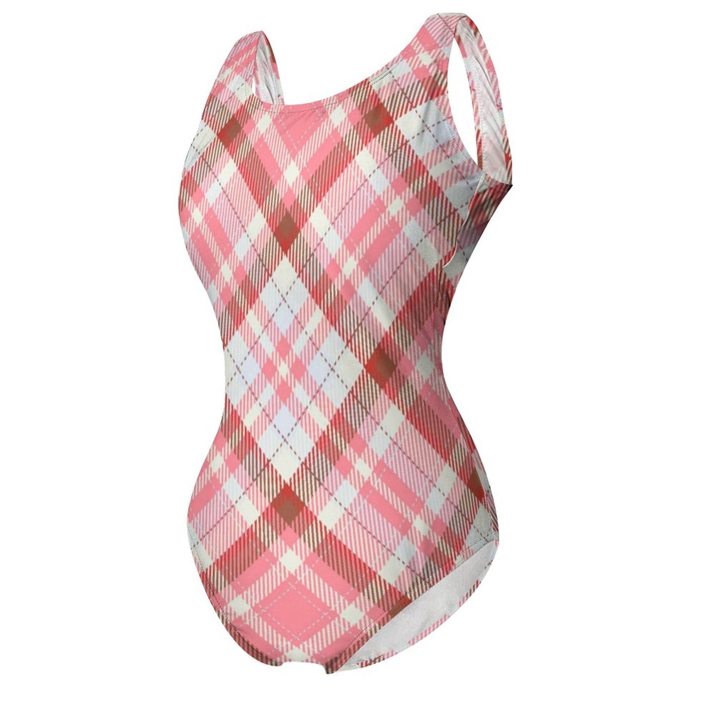 Pink Plaid. One-Piece Swimsuit