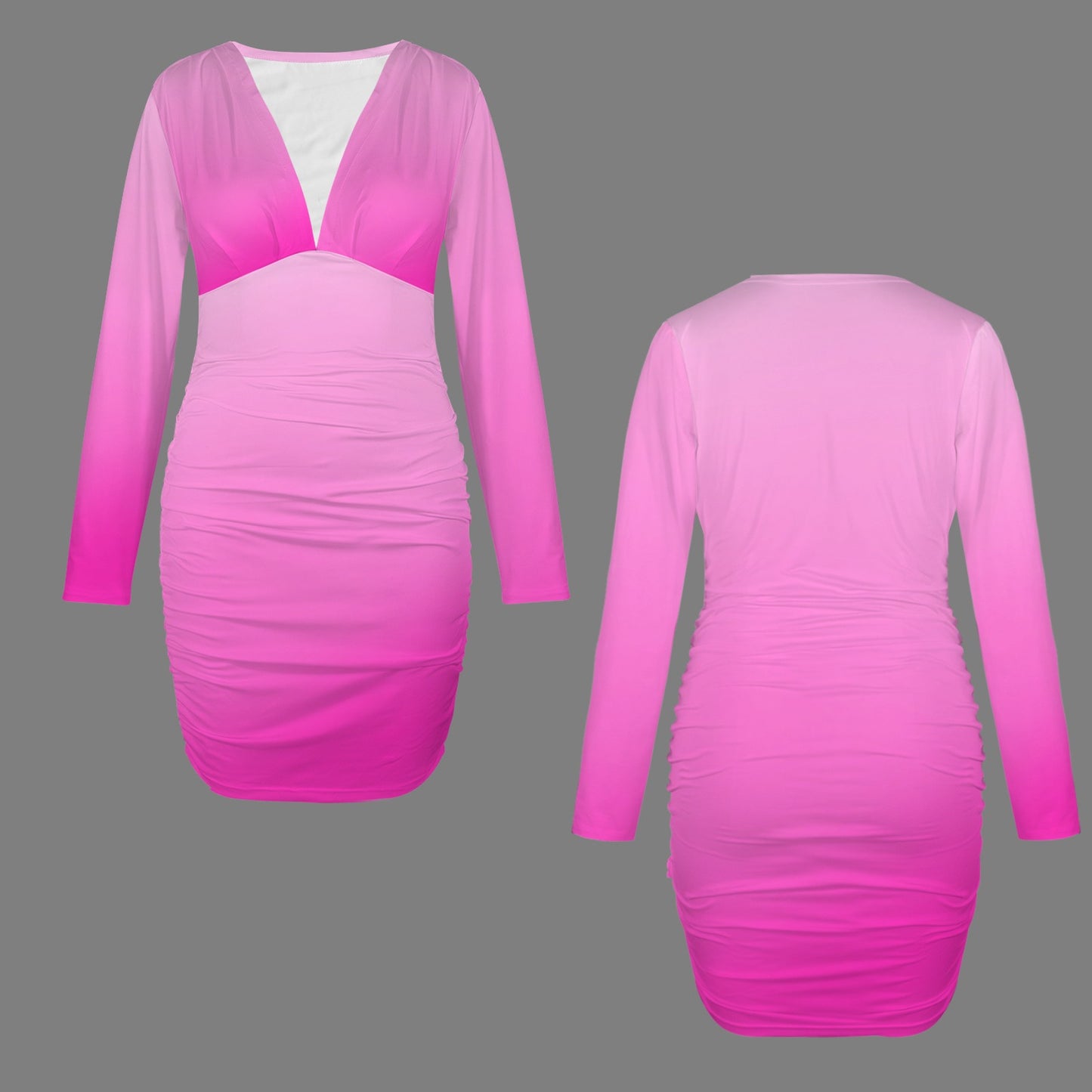 Hot Pinkea. Long Sleeve Bodycon Dress